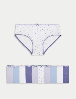 M&S Girls 10pk Cotton Rich Star Knickers (2-14 Yrs) - 3-4 Y - Lilac Mix, Lilac Mix