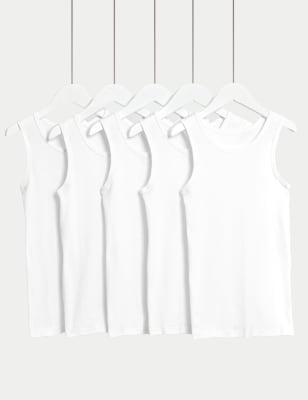 5pk Pure Cotton Vests (2-14 Yrs) - AT