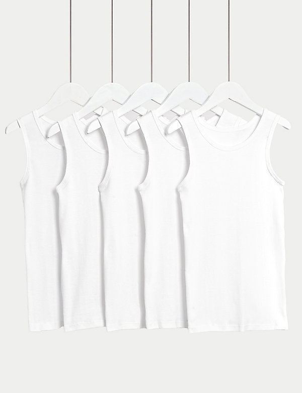 5pk Pure Cotton Vests (2-16 Yrs) - MM