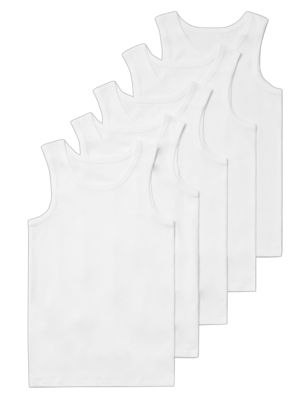 M&S Boys 5pk Pure Cotton Vests (2-16 Yrs)