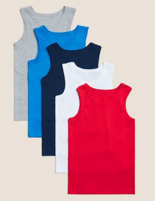 5pk Pure Cotton Vests (2-16 Yrs) - AU