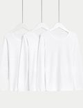 3pk Pure Cotton Long Sleeve Vests (2-14 Yrs)