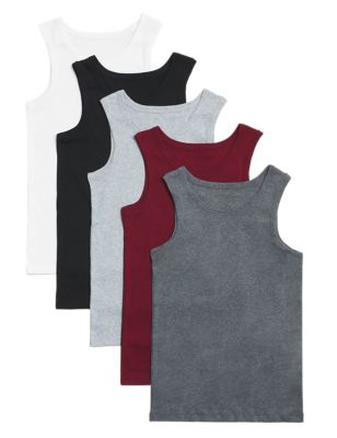 M&S Boys 5pk Pure Cotton Vests (2-16 Yrs)