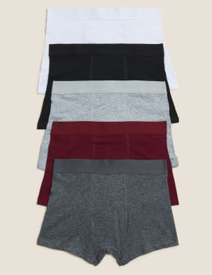 

Boys M&S Collection 5 Pack Cotton Rich Trunks (2-16 Yrs) - Claret, Claret