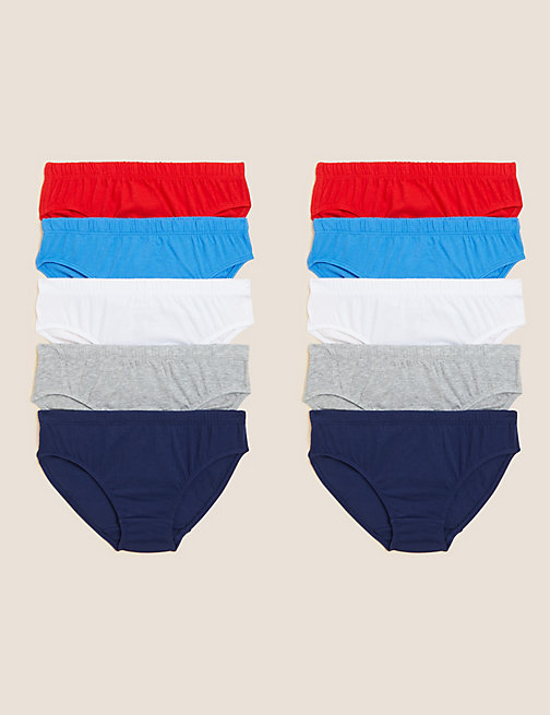 Marks And Spencer Boys M&S Collection 10pk Pure Cotton Briefs (2-14 Yrs) - Red Mix, Red Mix
