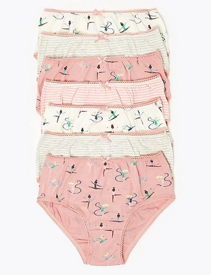 7 Pack Cotton Ballet Knickers (2-16 Yrs)