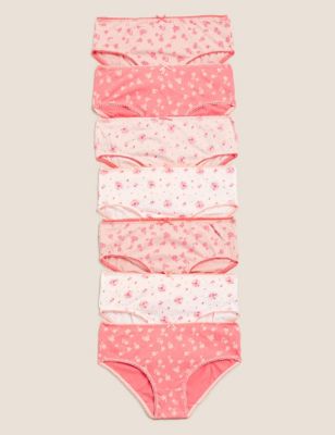Lot de 7 culottes 100 % coton à petit motif fleuri (du 2 au 16 ans) - Pink Mix