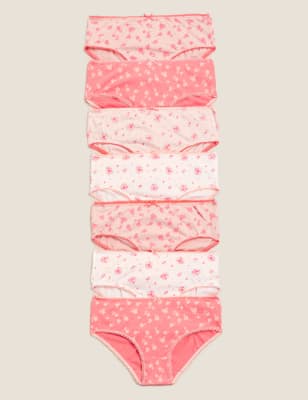 Lot de 7 culottes 100 % coton à petit motif fleuri (du 2 au 16 ans) - Pink Mix