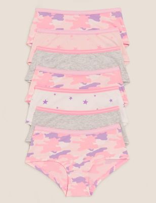 Lot de 7 shortys en coton extensible à motif camouflage (du 2 au 16 ans) - Pink Mix