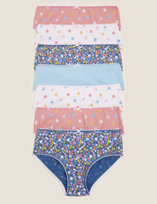 

Girls M&S Collection 7pk Pure Cotton Floral and Spotty Knickers (1-16 Yrs) - Multi, Multi