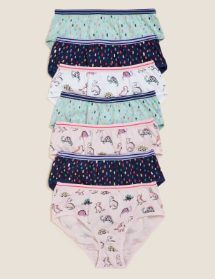 Dinosaur-Print Underwear 7-Pack For Toddler Girls