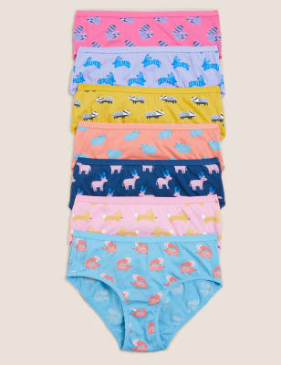 

M&S Collection 7er-Pack Slips aus reiner Baumwolle mit Waldtiermotiv (1-16 Jahre) - Multi/Brights, Multi/Brights