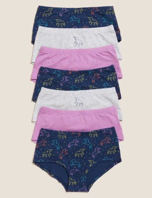 

Girls M&S Collection 7pk Cotton Rich with Stretch Unicorn Shorts (2-16 Yrs) - Navy Mix, Navy Mix