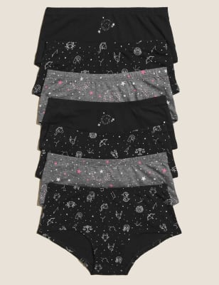

M&S Collection 7er-Pack Slips mit hohem Baumwollanteil und Sternmuster (2-16 J.) - Black Mix, Black Mix