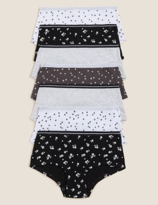 

M&S Collection Pack de 7 braguitas culotte elásticas de algodón estampadas (2-16 años) - Black Mix, Black Mix