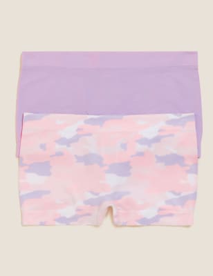 

Girls 2pk Seamfree Camo Shorts (9-16 Yrs) - Lilac Mix, Lilac Mix