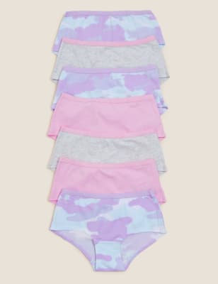 

M&S Collection 7er-Pack Slips mit hohem Baumwollanteil und Camouflagemuster (2-16 J.) - Rose Pink, Rose Pink