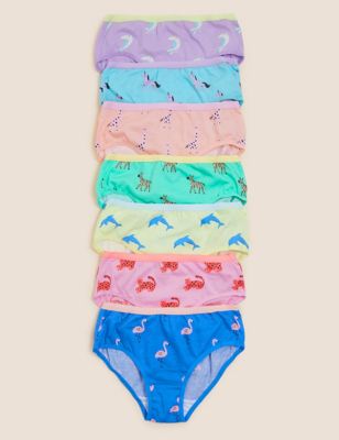Marks And Spencer Girls M&S Collection 7pk Pure Cotton Animal Print Knickers (2-16 Yrs) - Multi