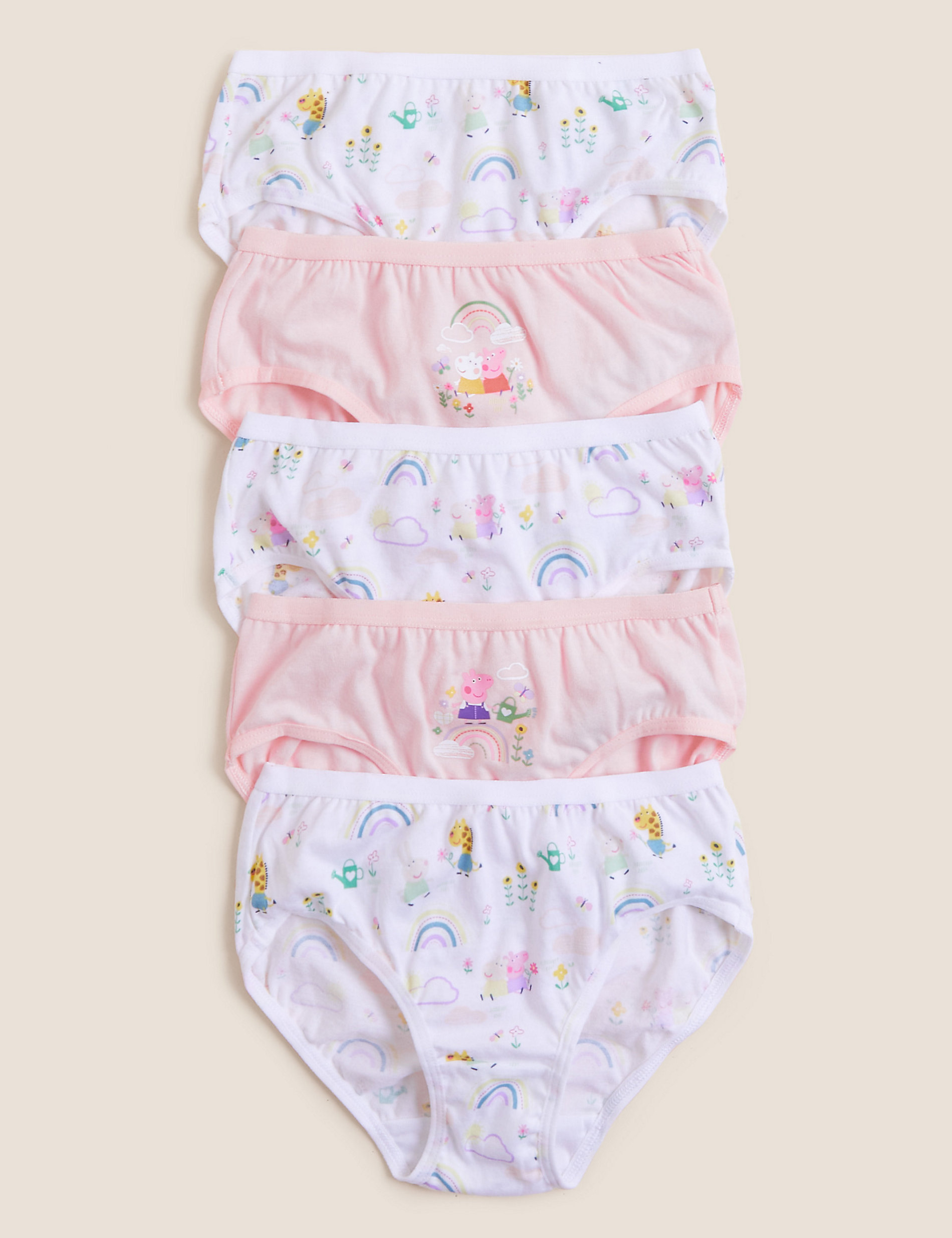 5 件装 Peppa Pig™ 纯棉高叉内裤（18 个月 - 7 岁）