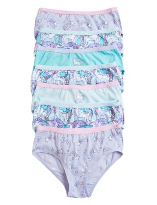 Girls M&S Collection 7pk Pure Cotton Unicorn & Star Knickers (18 Mths - 16 Yrs) - Multi