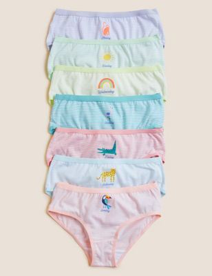 Marks And Spencer Girls M&S Collection 7pk Pure Cotton Days Of The Week Knickers (18 Mths - 16 Yrs) - Multi, Multi