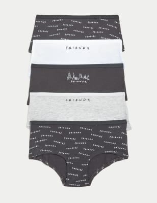 

M&S Collection Pack de 5 braguitas culotte elásticas de algodón de Friends™ (8-16 años) - Black Mix, Black Mix