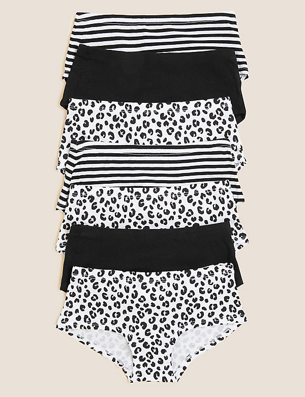 7pk Cotton Rich Leopard & Striped Shorts (5-16 Yrs) - FI