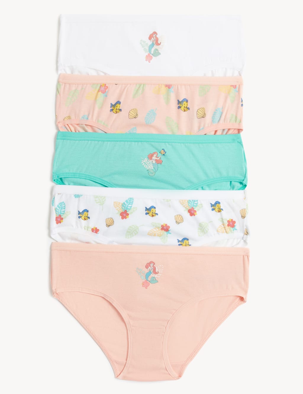 5pk Pure Cotton The Little Mermaid™ Knickers (2-12 Yrs) image 1