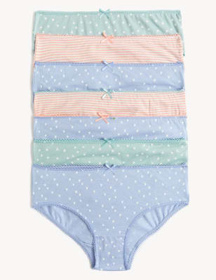 

Girls M&S Collection 7pk Pure Cotton Printed Knickers (2-14 Yrs) - Blue Mix, Blue Mix