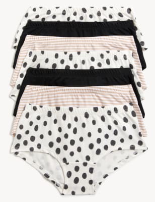 

M&S Collection 7er-Pack Slips mit hohem Baumwollanteil und Punkt- und Streifenmuster (2-16 J.) - Black Mix, Black Mix