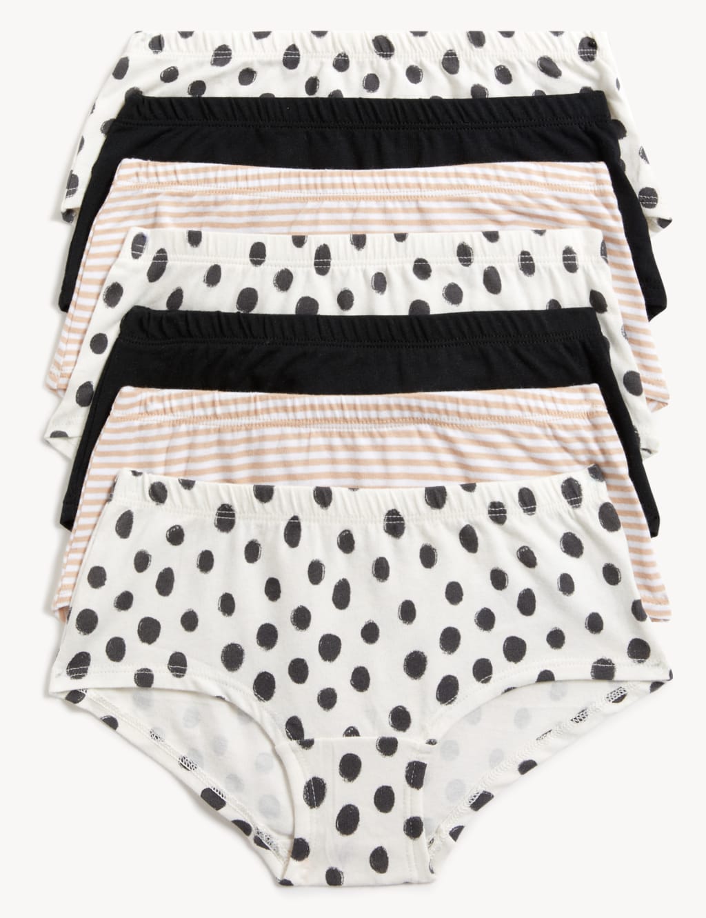 7pk Cotton Rich Spotty & Striped Shorts (2-16 Yrs)