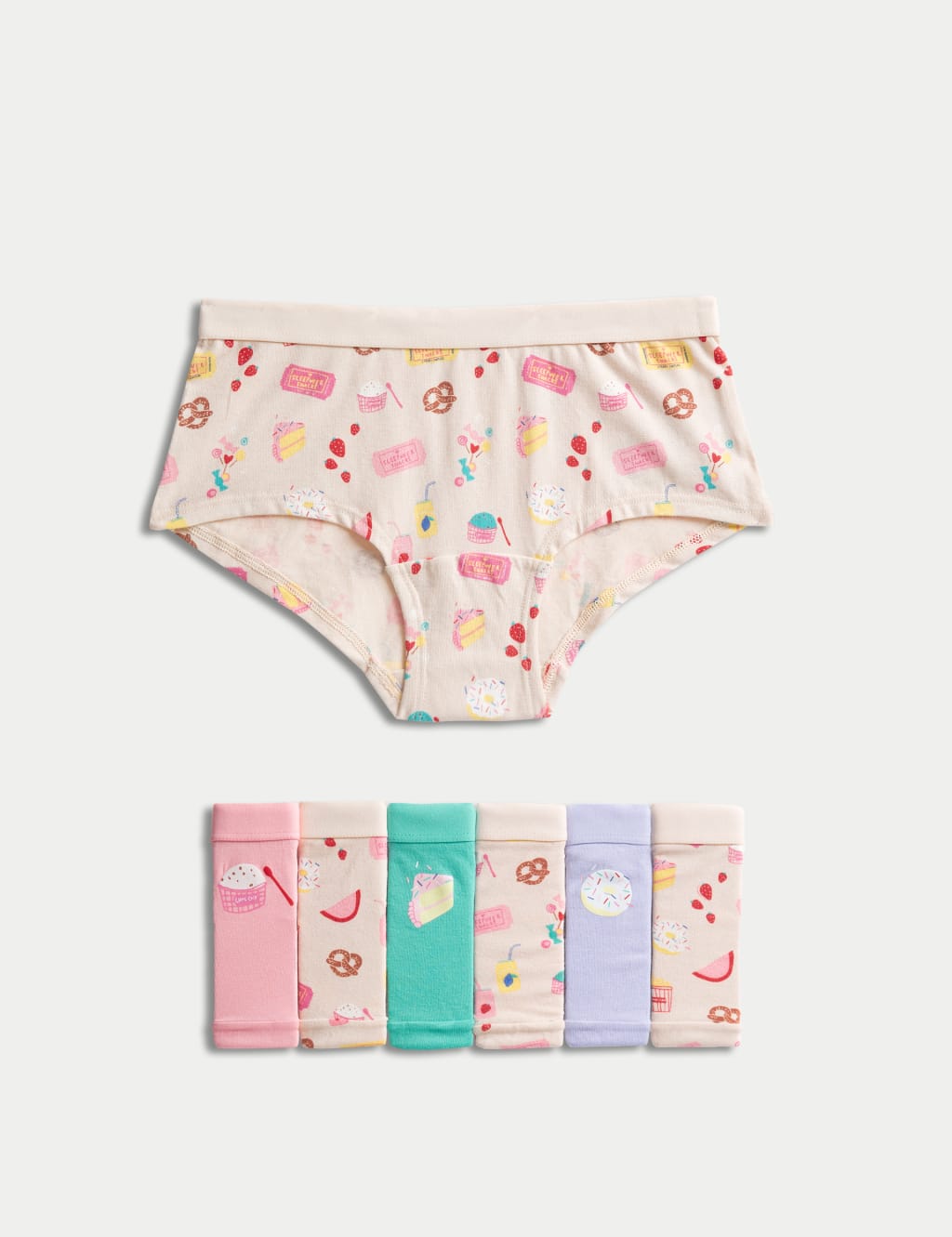 7pk Cotton Rich Snack Print Shorts (5-16 Yrs) image 1