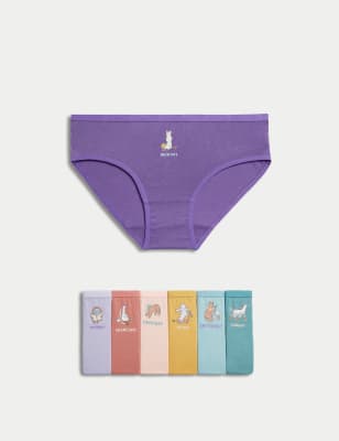 M&S Girl's 7pk Pure Cotton Animal Knickers (2-12 Yrs) - 2-3 Y - Multi, Multi