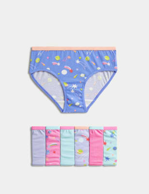 

Girls M&S Collection 6pk Pure Cotton Space Print Knickers (2-12 Yrs) - Multi, Multi