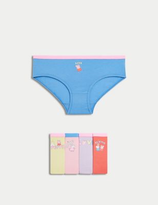 M&S Girl's 5pk Cotton with Stretch Peppa Pig Knickers (2-8 Yrs) - 7-8 Y - Multi, Multi