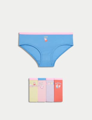 M&S Girl's 5pk Cotton with Stretch Peppa Pig Knickers (2-8 Yrs) - 7-8 Y - Multi, Multi