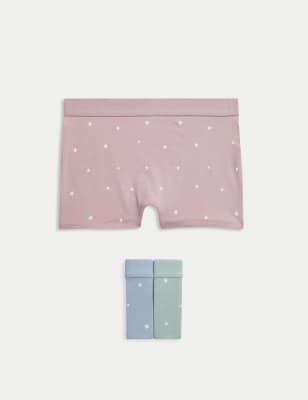 M&S Girl's 3pk Cotton Rich Stars Boxer Shorts (5-16 Yrs) - 11-12 - Multi, Multi