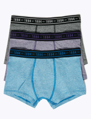 Autograph Lot de 3 boxers en coton extensible (du 6 au 16 ans) - Purple Mix