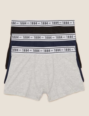 

Boys M&S Collection 3pk Cotton Rich With Stretch Plain Trunks (6-16 Yrs) - Grey Mix, Grey Mix