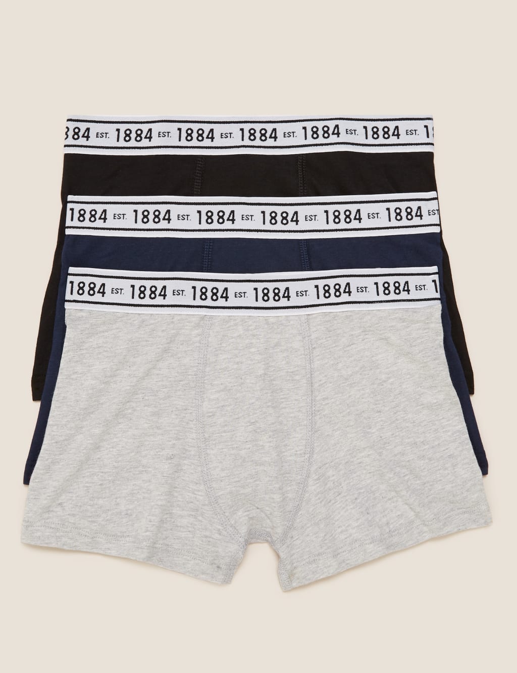 3pk Cotton Rich With Stretch Plain Trunks (6-16 Yrs)