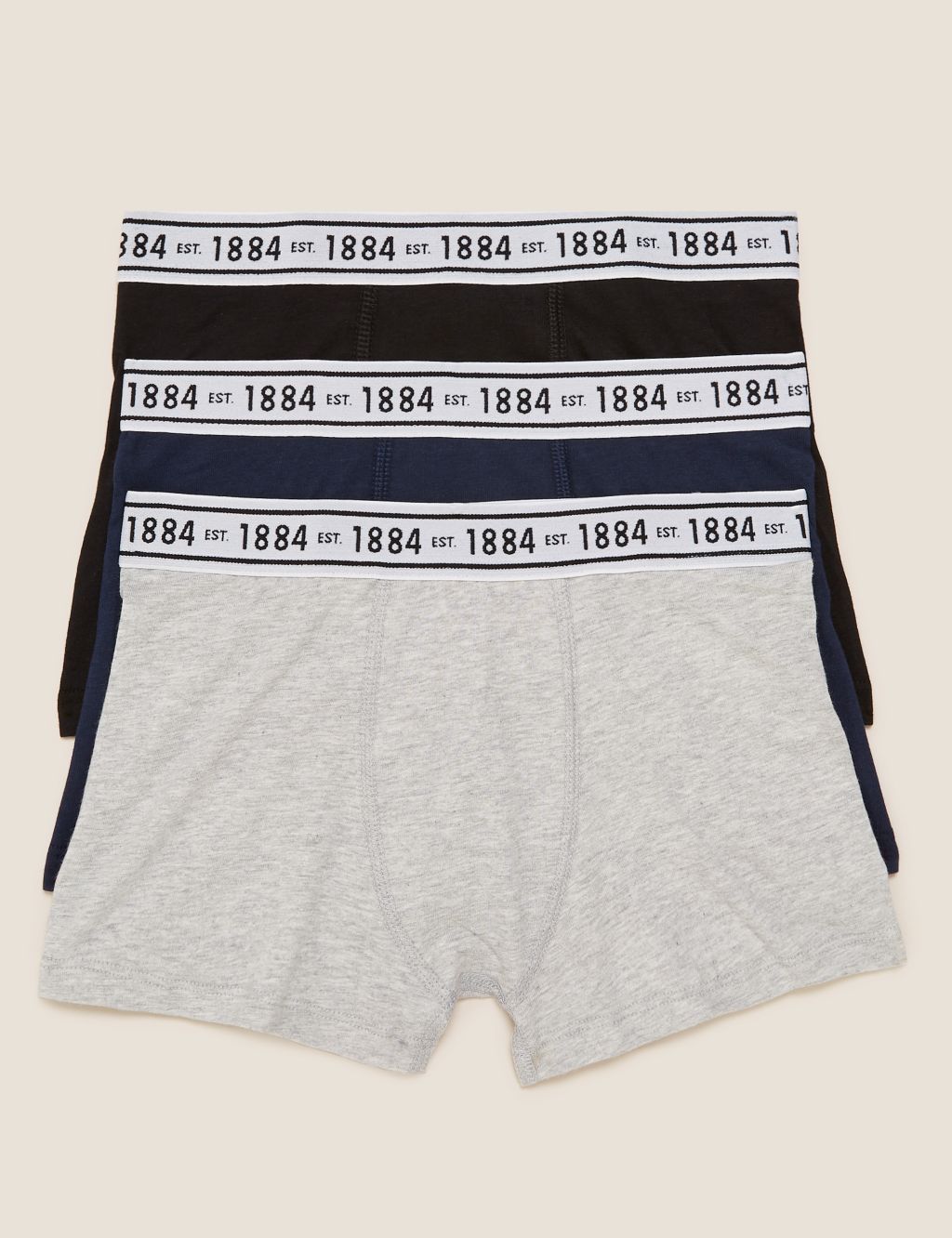 3pk Cotton Rich With Stretch Plain Trunks (6-16 Yrs) image 1