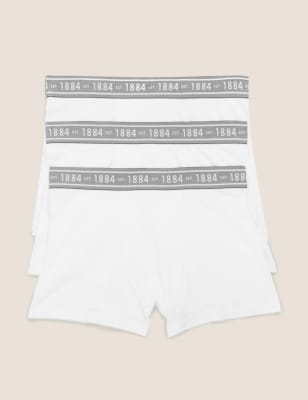 Lot de 3 boxers unis en coton extensible (du 6 au 16 ans) - White