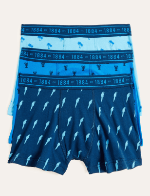 

M&S Collection Pack de 3 bóxers slip elásticos de algodón estampados (6-16 años) - Navy Mix, Navy Mix