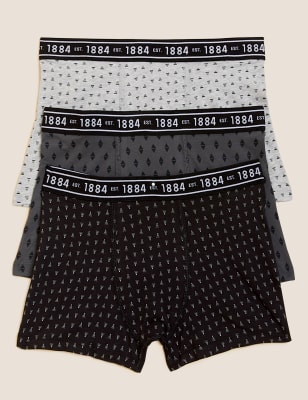 

M&S Collection 3er-Pack Baumwollunterhosen mit Stretchanteil und Muster - Black Mix, Black Mix