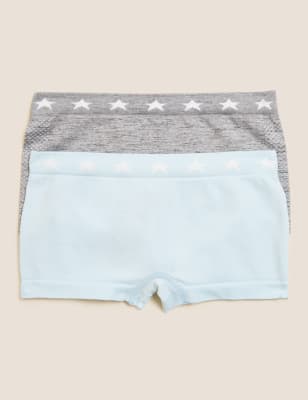 

Girls M&S Collection 2pk Seamfree Shorts (6-16 Yrs) - Pale Blue Mix, Pale Blue Mix