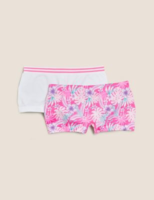 Lot de 2 shortys sans coutures à imprimé tropical (du 6 au 11 ans) - Bright Pink Mix