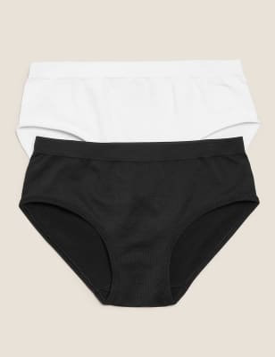 Lot de 2 culottes bikini sans coutures (du 6 au 11 ans) - Black/White