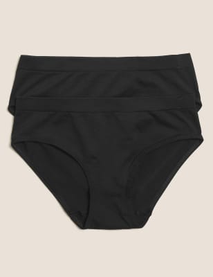 Marks And Spencer Girls M&S Collection 2pk Seamfree Bikini Knickers (6-16 Yrs) - Black, Black