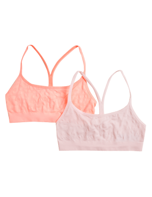 

M&S Collection Pack de 2 tops cortos sin costuras con espalda cruzada y diseño de leopardo (9-16 años) - Light Apricot, Light Apricot