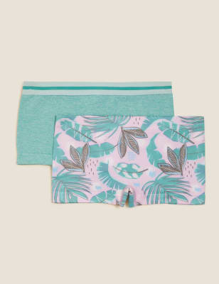 

M&S Collection Pack de 2 braguitas tipo culotte sin costuras con estampado de palmeras (6-16 años) - Pink Mix, Pink Mix